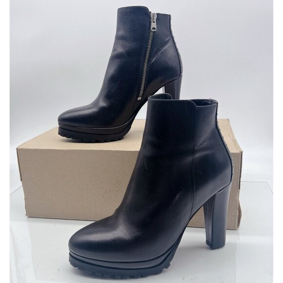 ALLSAINTS Louisa Studded Platform Heel Ankle Boots Black Leather EU 36 US 6 - Picture 2 of 12